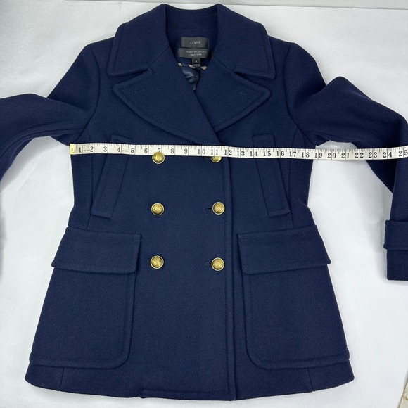 J.Crew By Nello Gori Stadium Cloth Double Breasted Wool Blend Peacoat Navy Sz 6 - Picture 14 of 15